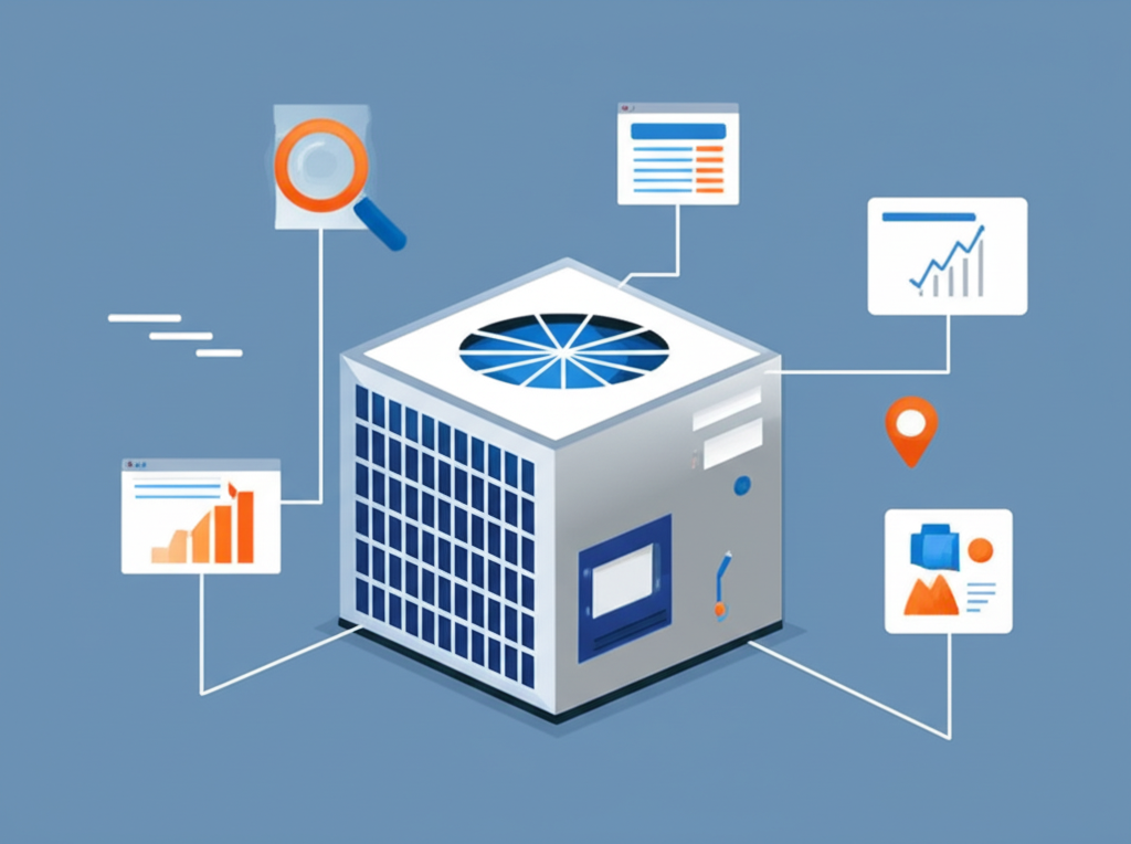 HVAC SEO and digital marketing illustration